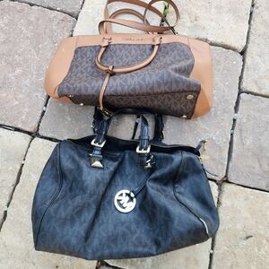Michael Kors Black and Brown Signature Tote Bag